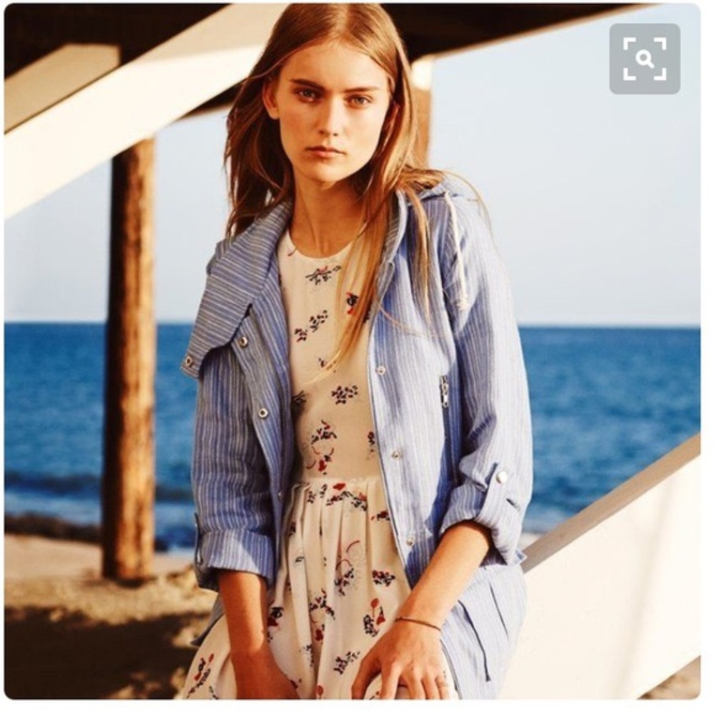 Joie linen barker A line striped hooded jacket